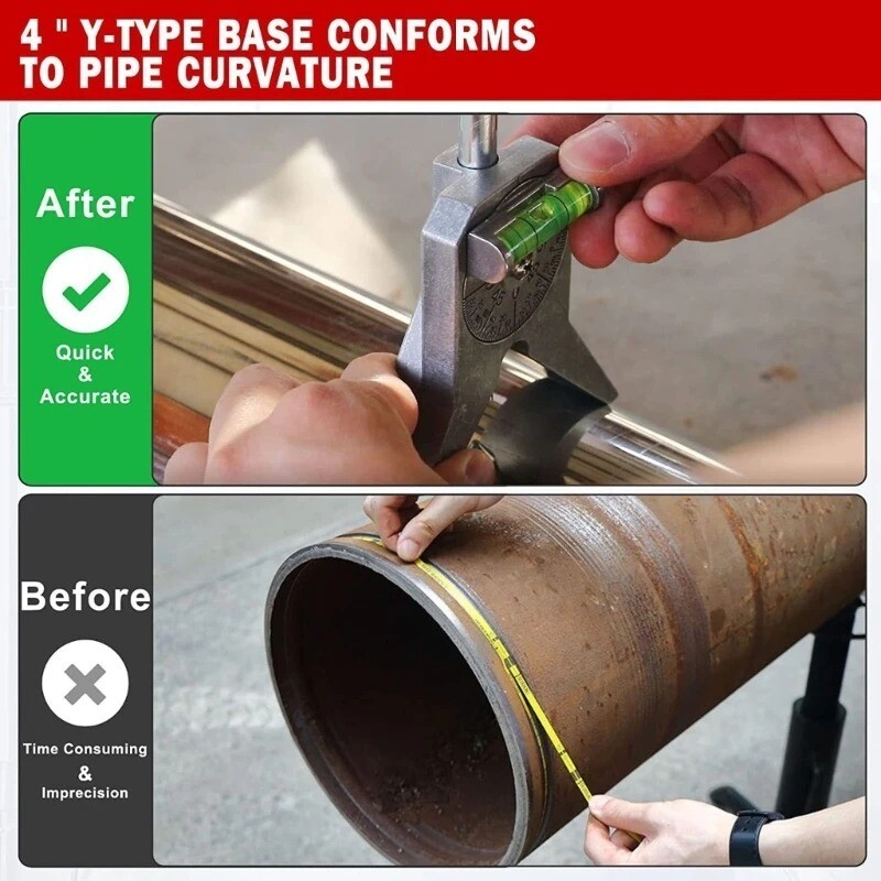 Safety Pipe Center Locator Y-Shaped with Adjustable Dial Bubble Protractor