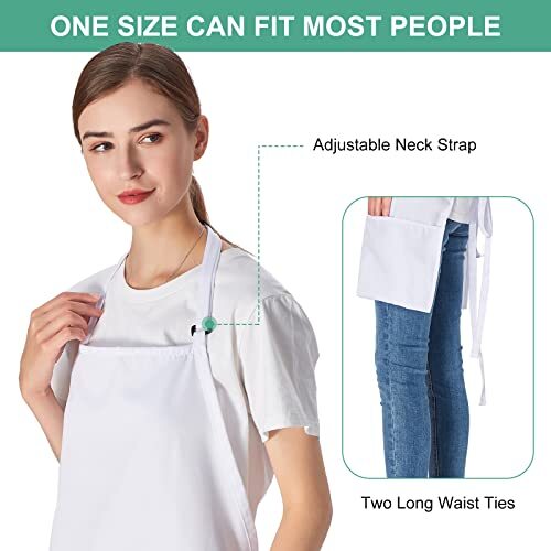 2 Pack 3 Pockets Adjustable Bib Apron Chef Kitchen Cooking Polyester White