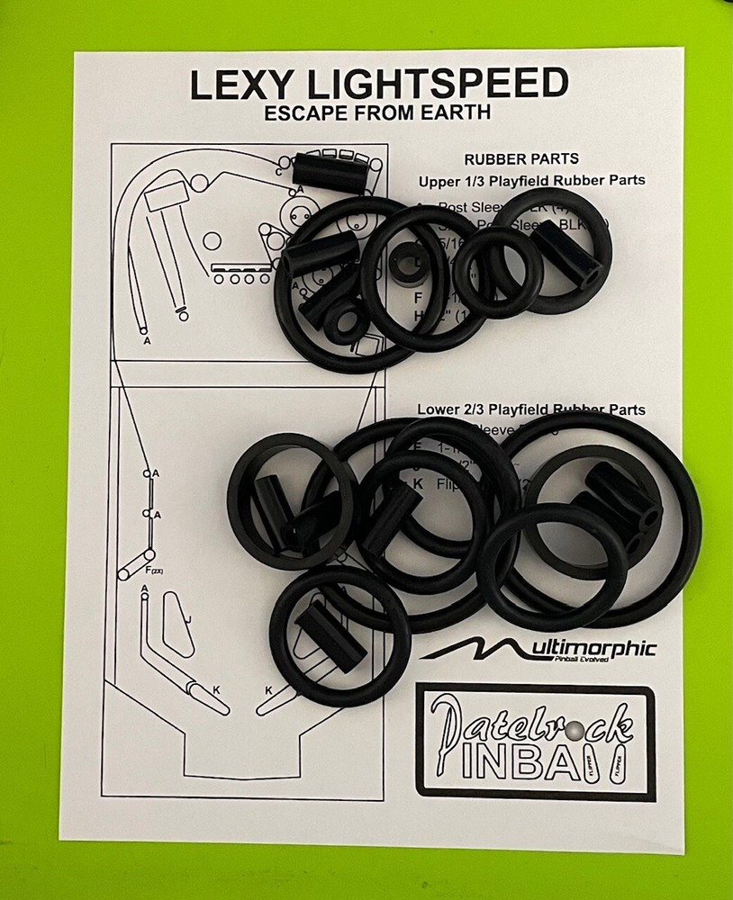 P3 Multimorphic Lexy Lightspeed Pinball Machine Silicone / Rubber Ring Kit