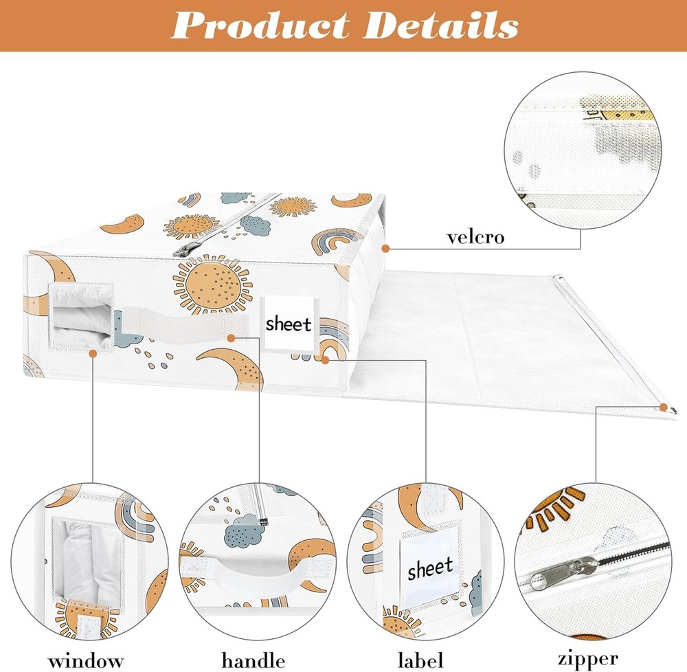 4 Pack Sheet Organizers Foldable Storage Boxes Queen King