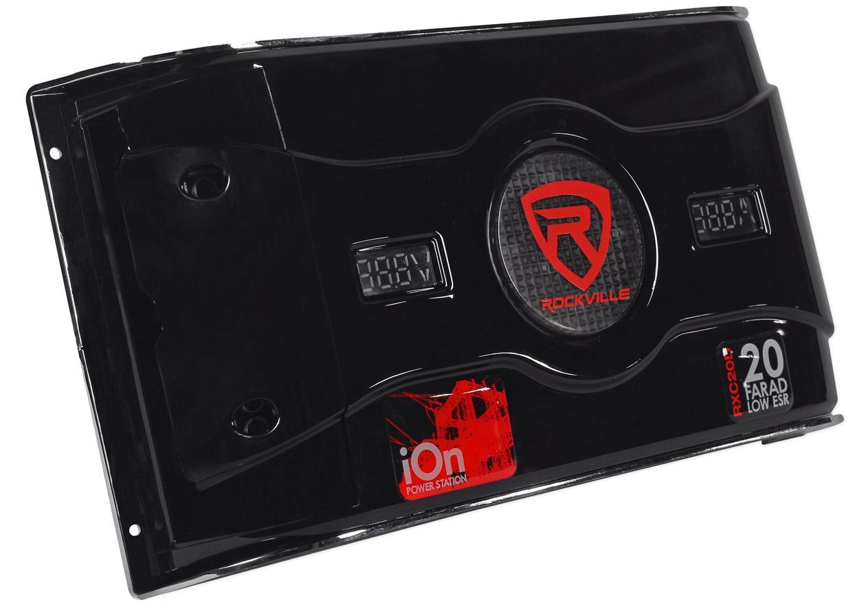 Rockville RXC20D V2 20 Farad Hybrid Ion Car Capacitor Voltage & Amperage Meter