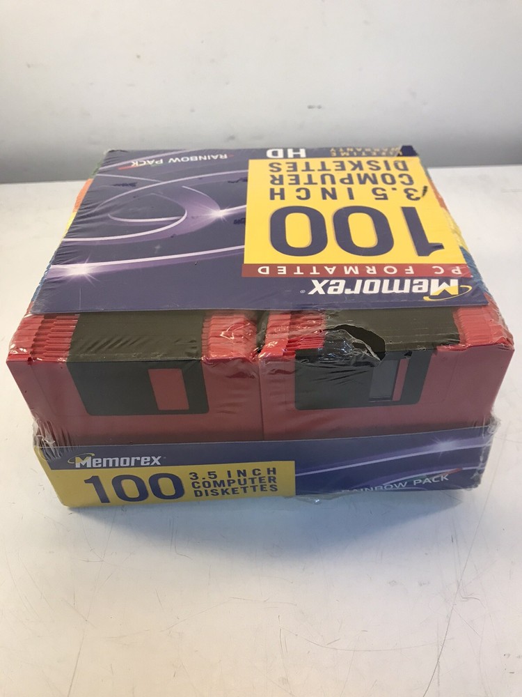 Memorex Floppy 100 Disks PC Formatted 3.5" Rainbow Computer Diskettes Unopened
