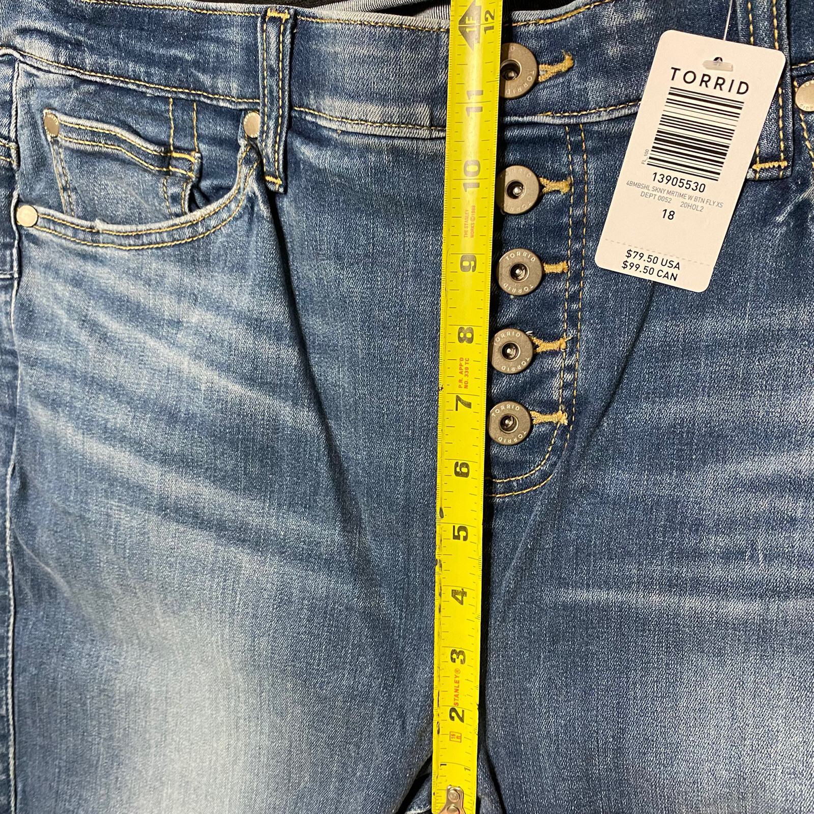 Torrid Bombshell Jeans Size 18XS Extra Short Ankle Blue High Waist Button Fly