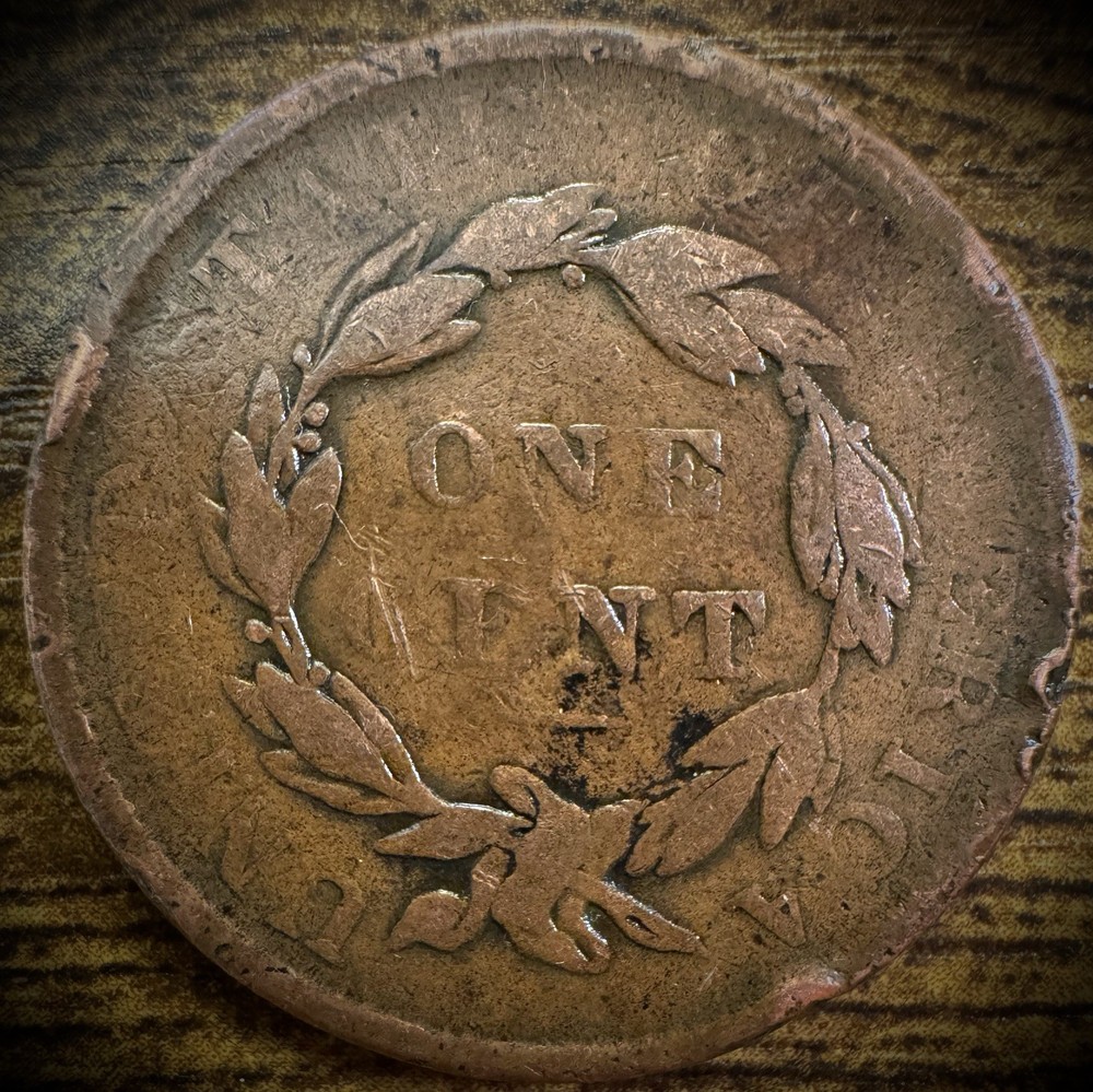 1837 Large Cent Coronet Head Matron Style Plain Cord Medium Letters