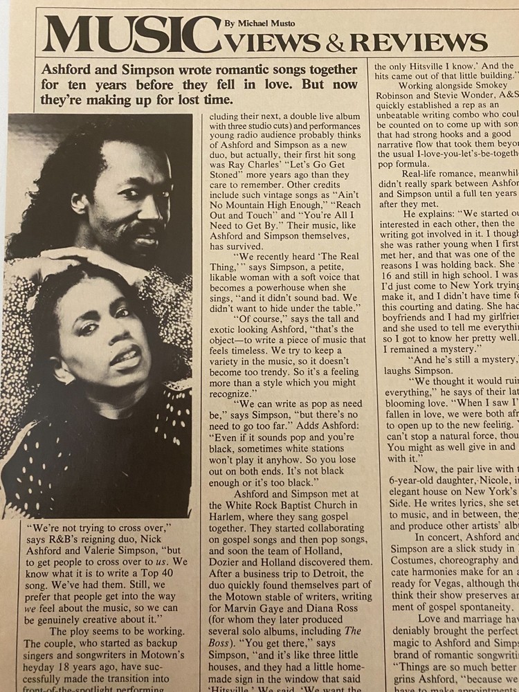 Ashford and Simpson, Full Page Vintage Clipping