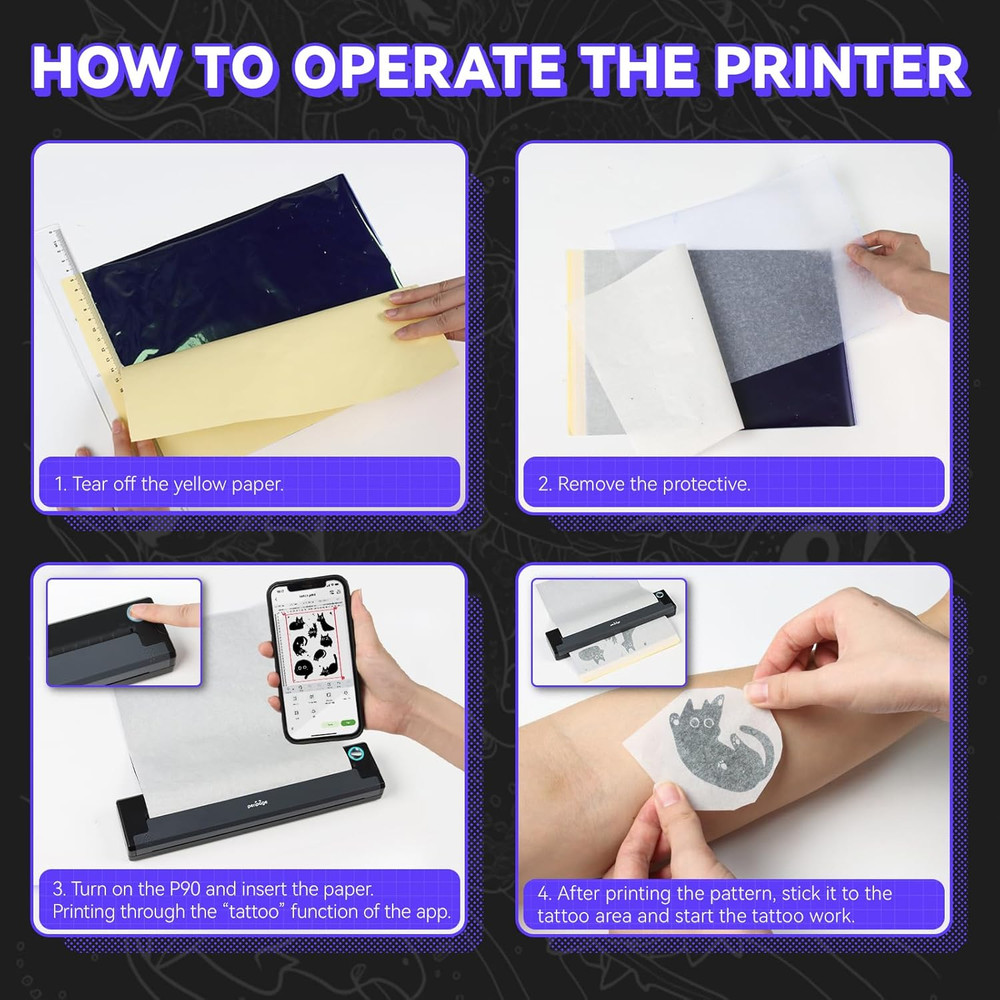 P90 Wireless Tattoo Stencil Printer - Portable Thermal Printer with Bluetooth &