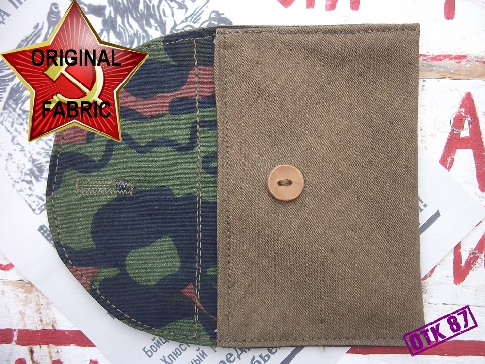 Document pouch, green SS trophy liner, + document RKKA WW2, reproduction