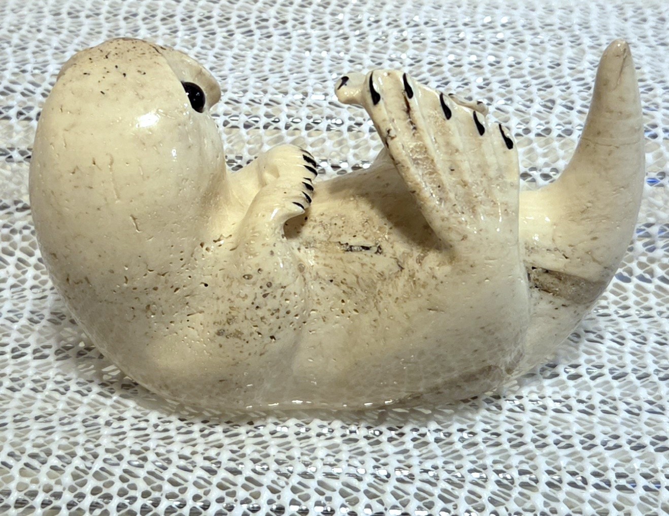 Artist Eddie Lee Alaskan Soapstone Sculpture Playful Sea Otter ~ Signed