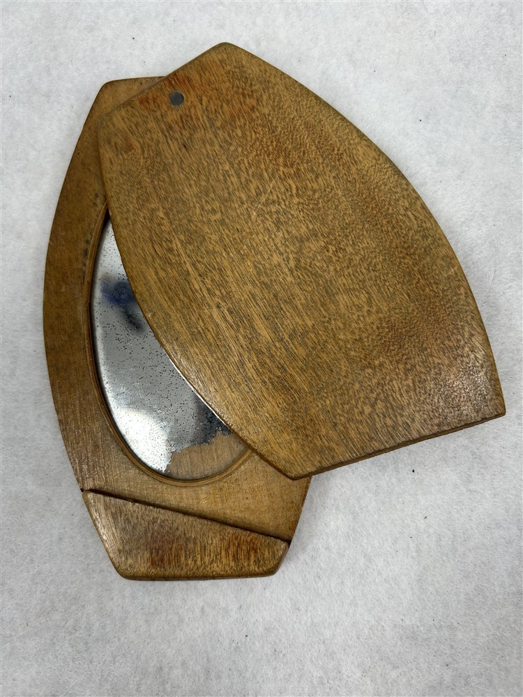 antique mirror folding travel Civil War wood case 5 x 3 x 3/8 original mid 1800