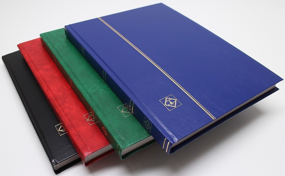 RED 32 Page Hardcover Stamp Stock Book, WHITE Pages, Double Glassine, 9 Strips