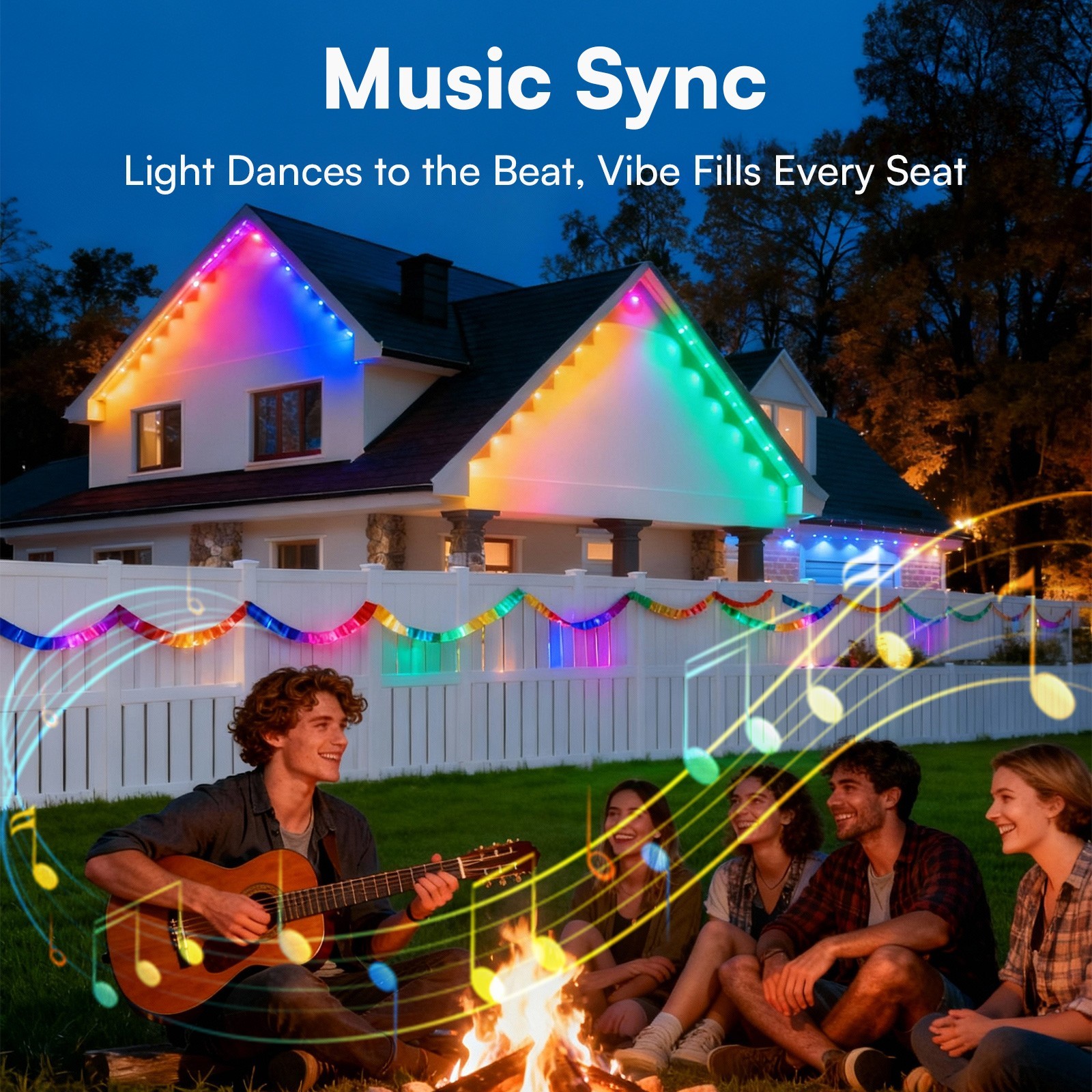 200Ft Permanent Outdoor Lights for House, App & Remote Control, RGB Smart Eaves