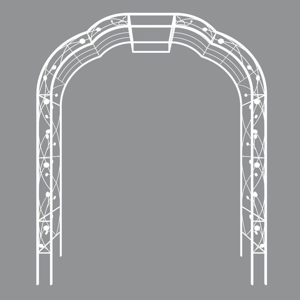 98.5 In. X 74.4 In. Cream White Metal Garden Arch-Outdoor Arbor Trellis for Clim