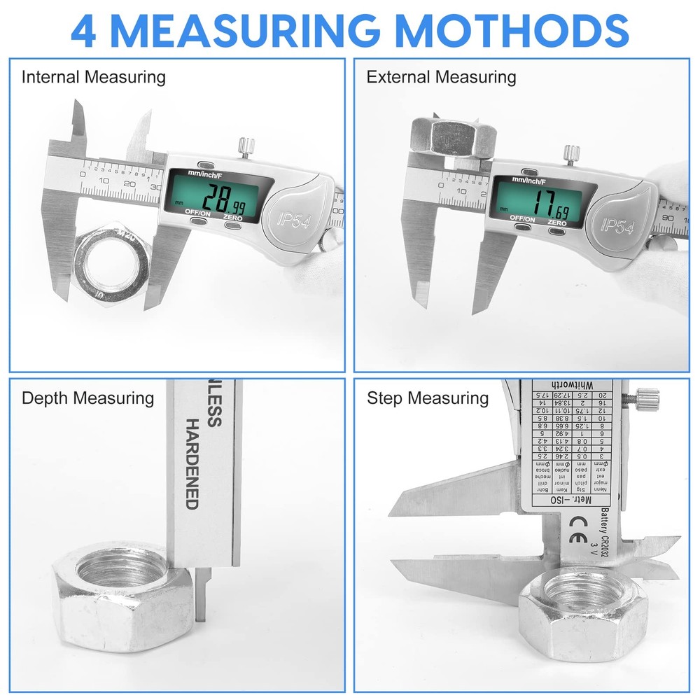 Digital Caliper Measuring Tool, IP54 Waterproof Electronic Micrometer ,
