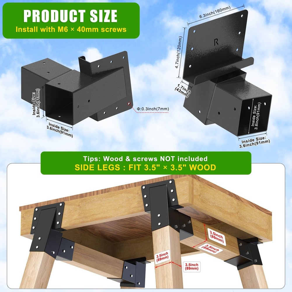 Heavy Duty Deer Stand Brackets 4x4 Compound Angle Bracket Powder Coated Elevated