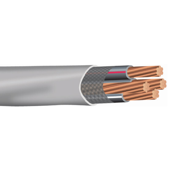 2-2-2-4 Copper SER Service Entrance Cable PVC Jacket Gray (130 Amp) 600V