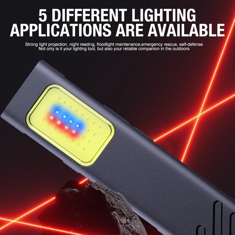 Magnetic EDC Flashlight 550LM Mini USB-C Work Light with Cap Clip & Warning LED.