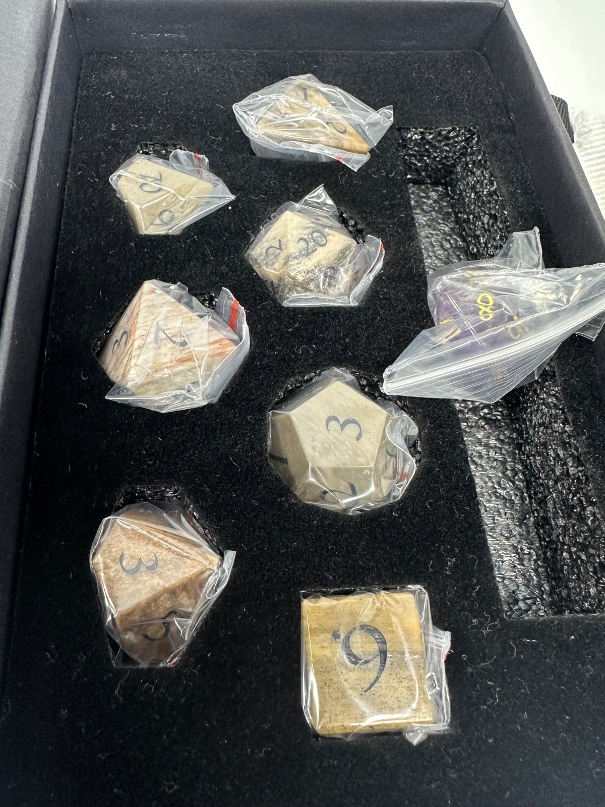 URWizards D&D Petrified Wood Gemstone Engraved Dice Set