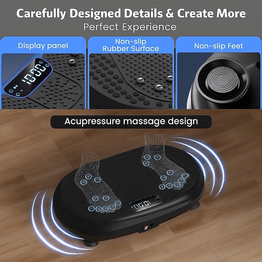 Vibration Plate Exercise Machine Bluetooth Lymphatic Drainage Home Blue