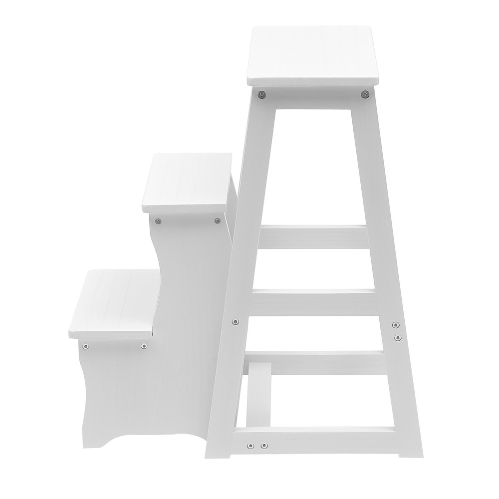 Folding Solid Wood Library Ladder Chair, Portable Multi-Functional Stool