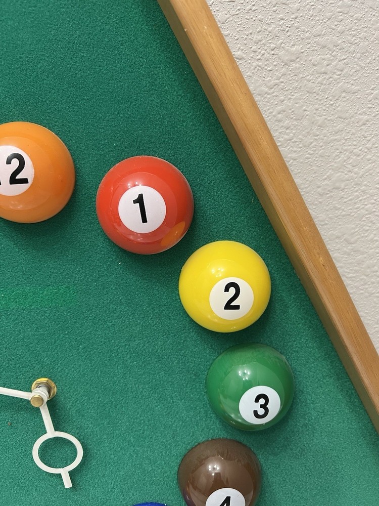 Billiards Pool Ball Clock Working Triangle Pool Table Wall Clock 18” X 21”