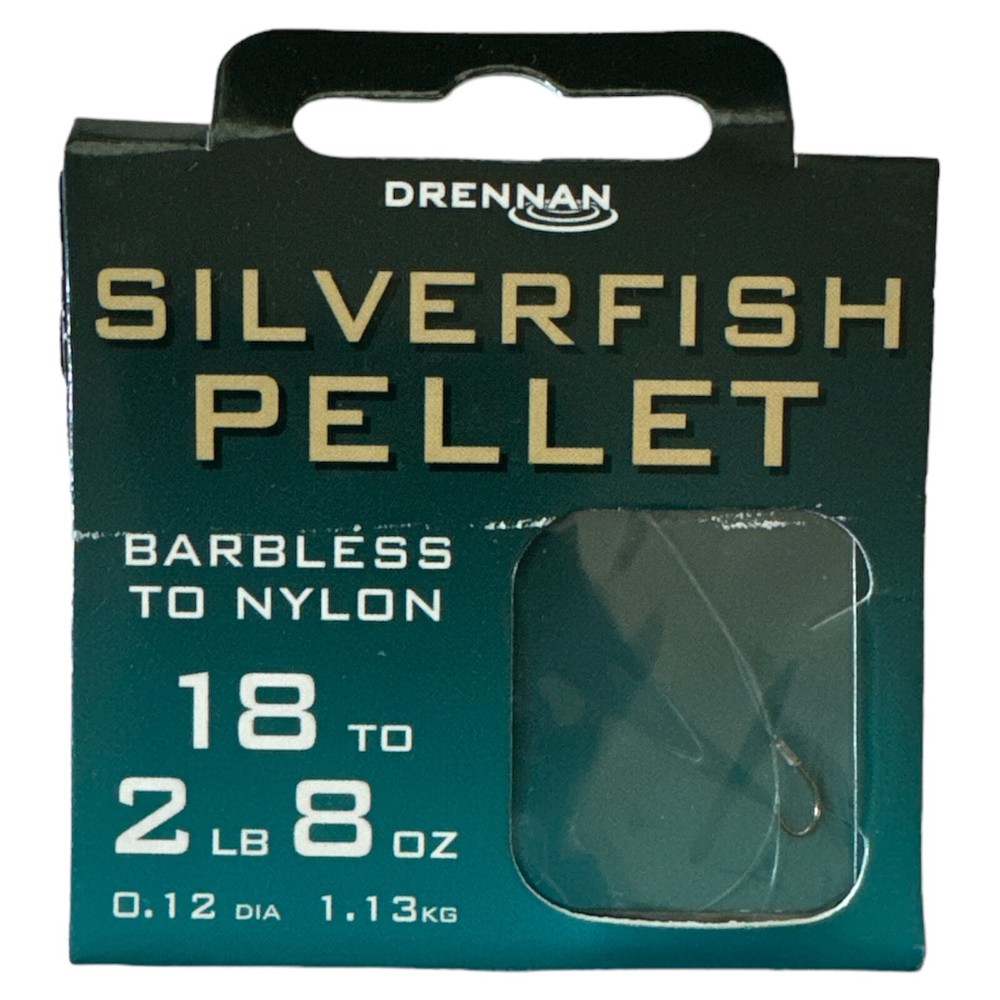 Drennan Silverfish Pellet Barbless to Nylon Hooks Assorted Sizes *NEW*