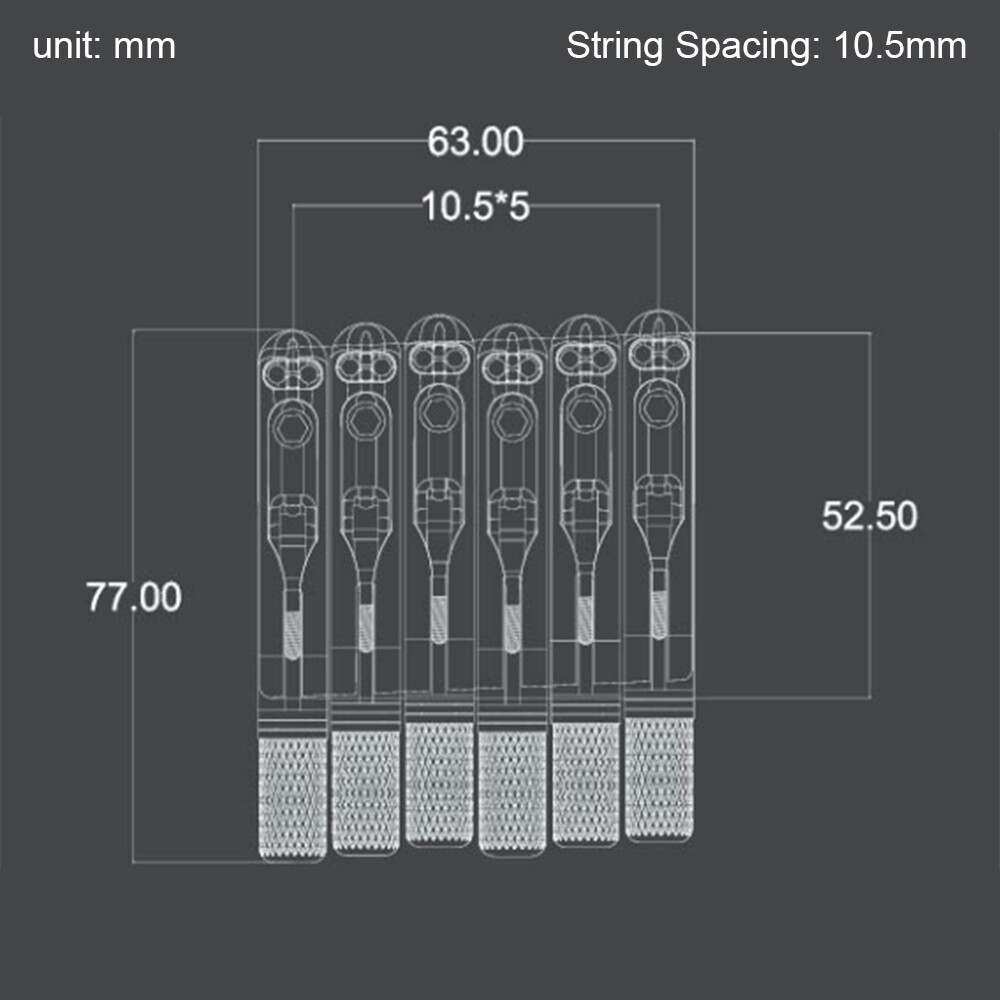 6 String Headless Guitar Bridge Tailpiece