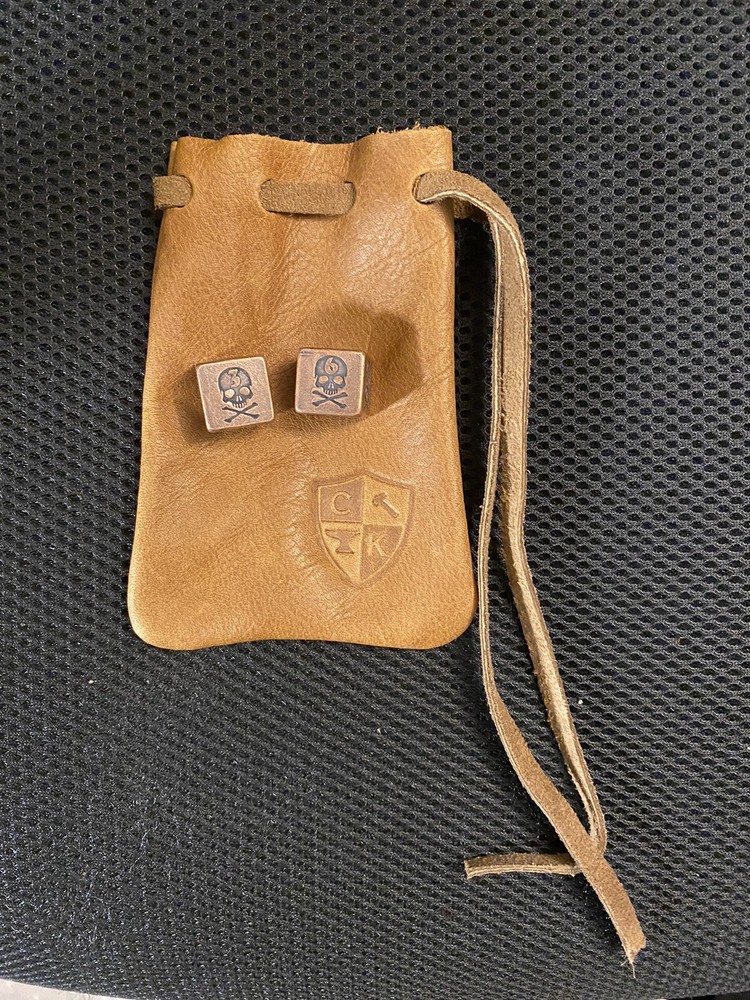 Copper Gaming Dice Set In Leather Bag