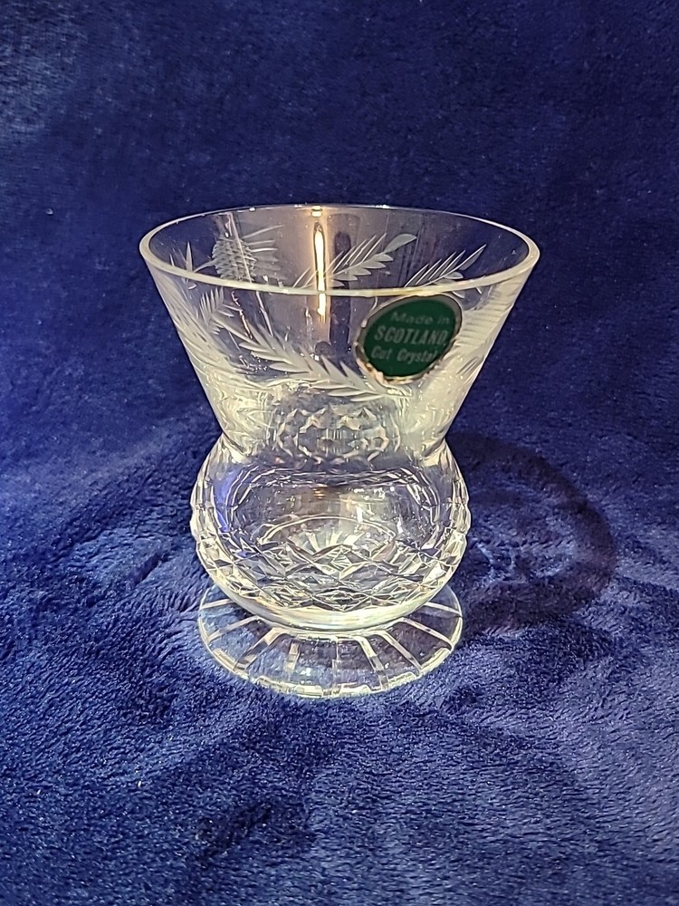 Cut Crystal Bud Vase 3.5" Made in Scotland Unknown Pattern