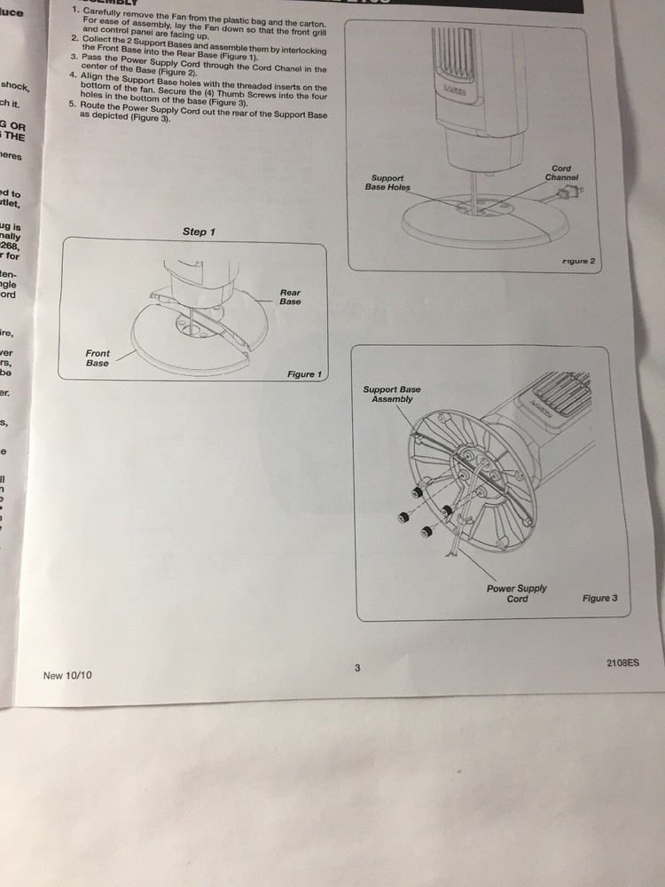 Lasko 32" ~ Oscillating Tower Fan Remote Model 2108 Operating Manual (Eng-Span)
