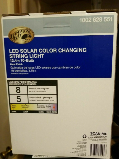 Hampton Bay LED Solar Color Changing String Lights - Patio, Deck, Party, Wedding