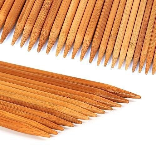 75 Pcs Double Pointed Knitting Needles Set, Carbonized Bamboo Knitting Needles,