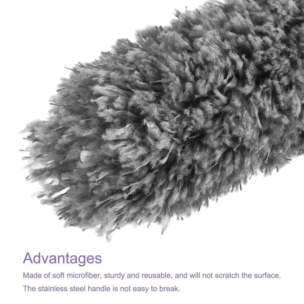 2Pcs 13.8 to 32.7 Inch Microfiber Duster Extendable Dusting Brush Gray