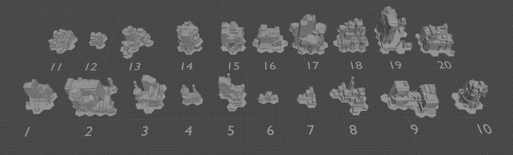 Mining Settlement x4 buildings, Tabletop Terrain Battletech (6mm)