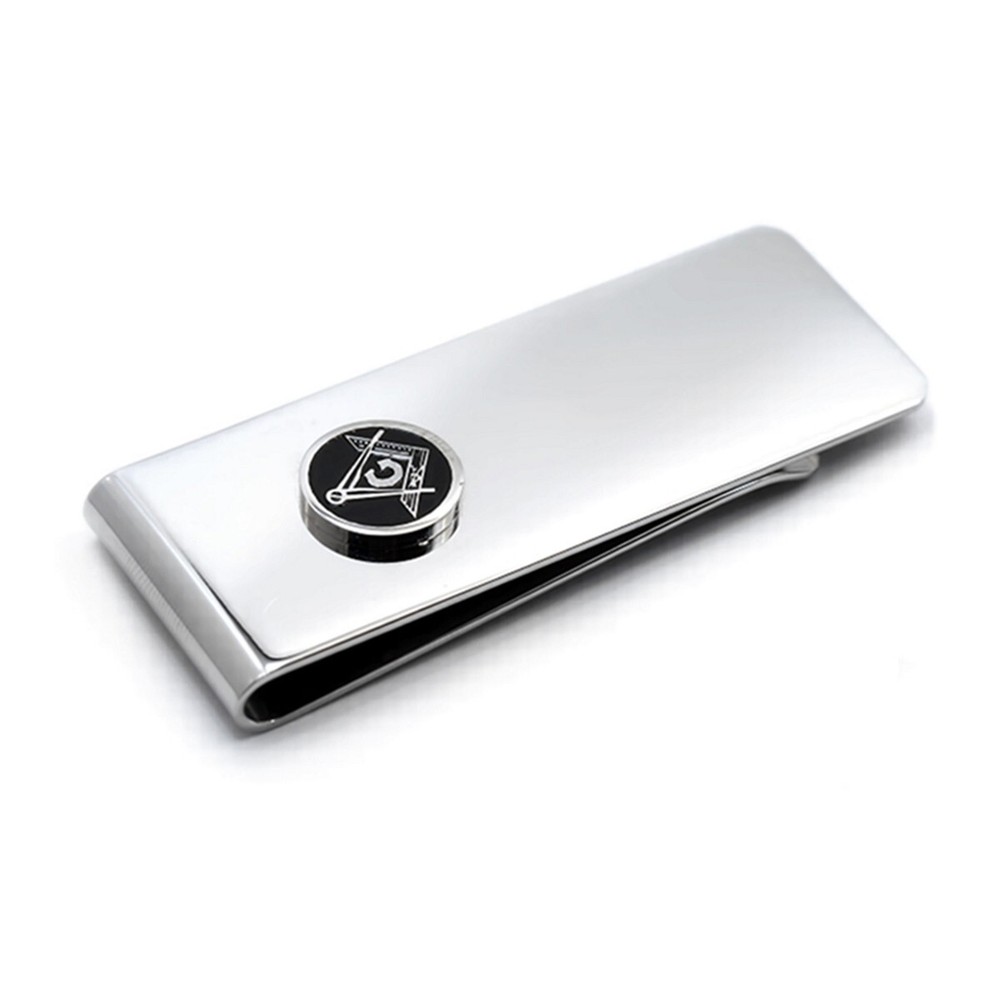 Silver Square & Compass Masonic Money Clip