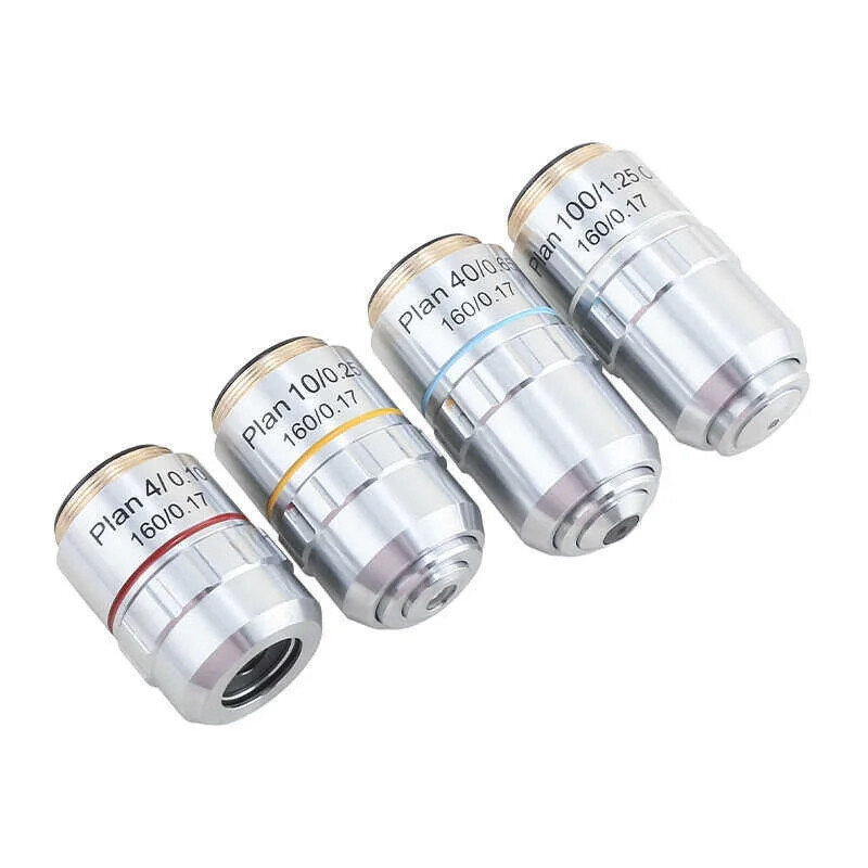 4X 10X 40X 100X 20.3mm RMS Thread Plan Achromatic Objective Lens
