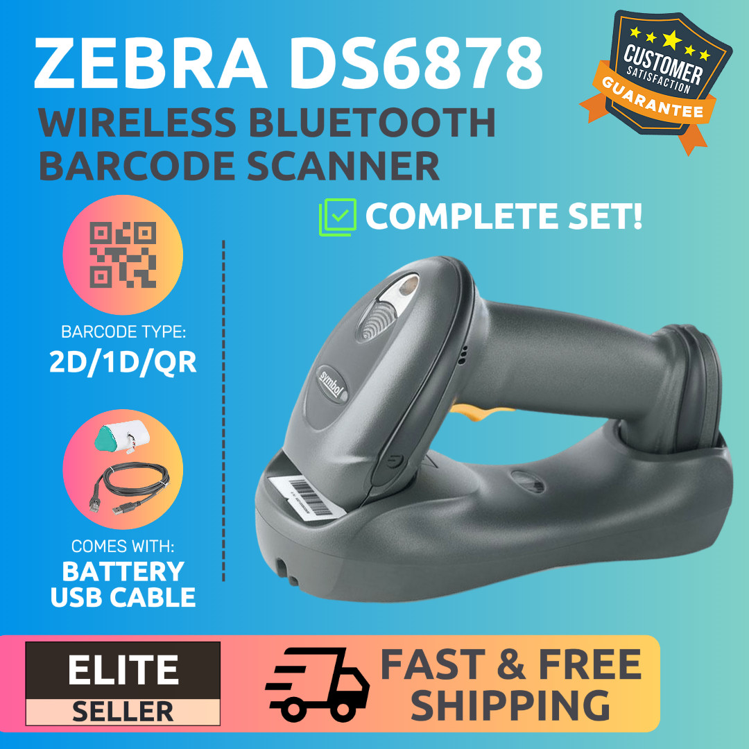 ✅Zebra DS6878 Wireless Bluetooth 2D/1D/QR Barcode Scanner w/ Cradle & Cable!⭐🔥