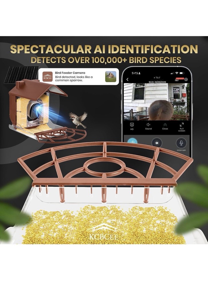 KCBCEE Smart Bird Feeder 24MP Camera Solar Powered AI Bird Recognition