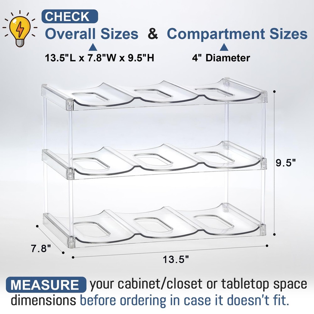 LARGER Compartment - Stackable Water Bottle Organizer Holder - for Stanley & ...