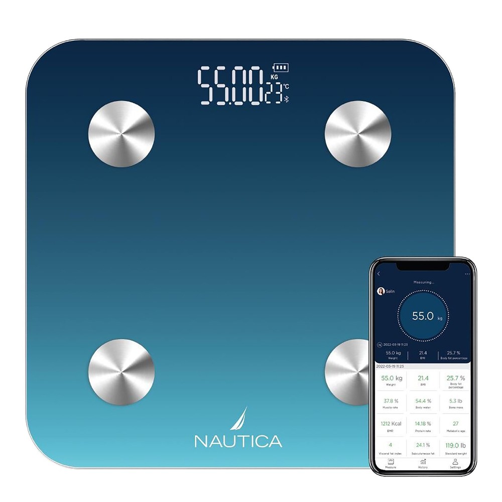 396-Lb Capacity Digital Bathroom Scale, Bluetooth, LED Display, BMI