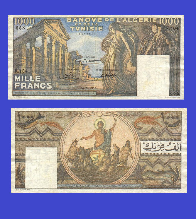 TUNISIA 1000  FRANCS 1950   *  Copy