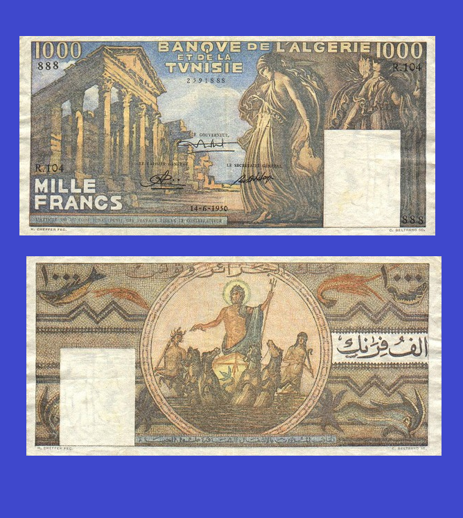 TUNISIA 1000 FRANCS 1950 * Copy
