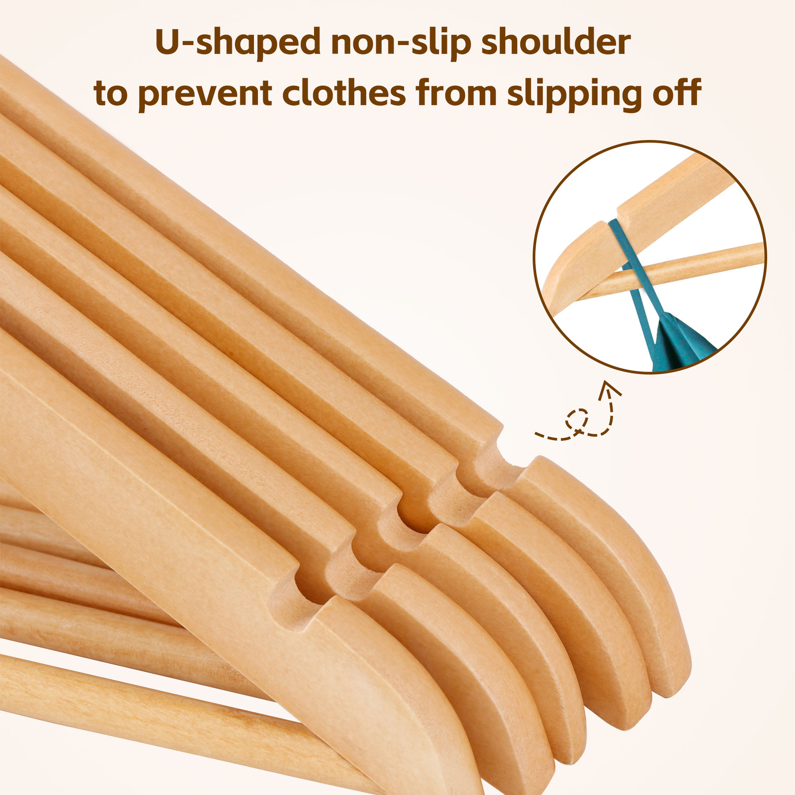 Premium Wooden Hangers 50 Pack Non-Slip Coat Clothes Hangers w/360° Swivel Hook