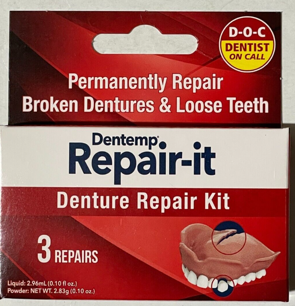 Dentemp Repair-It Denture Repair Kit - For Three Repairs Each (Pack Of 3 Boxes)