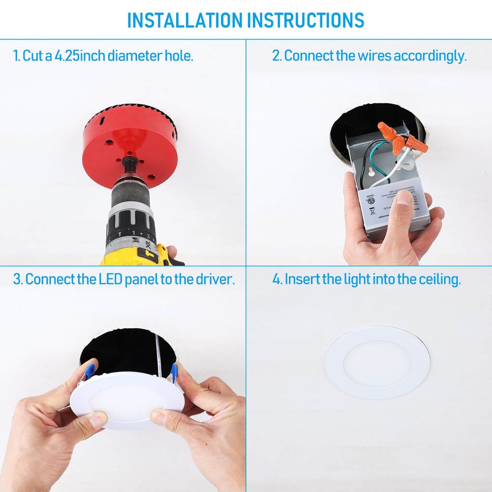 Basic Series 10W 4 Inch LED Recessed Lighting with Junction Box 5%-100% Dimmable