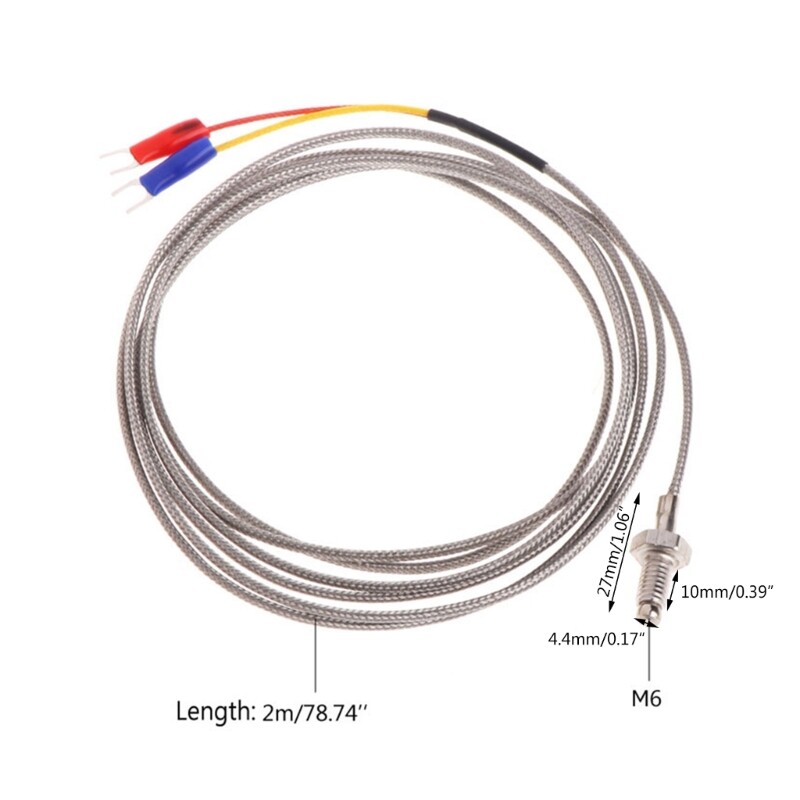 J Type M6 Screw Probe Thermocouple Temperature Sensor with 2M Cable for Industry