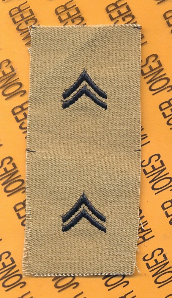 US Army Enlisted CORPORAL CPL E-4 Desert DCU rank patch set