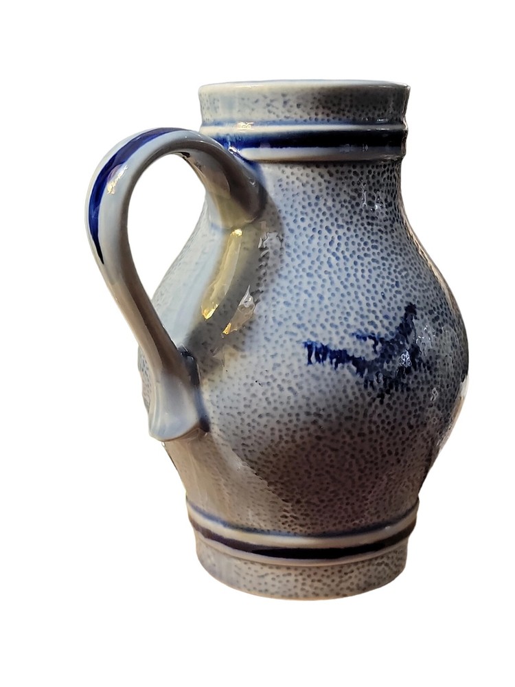 Vtg Blue Salt Glaze 8 " Pitcher