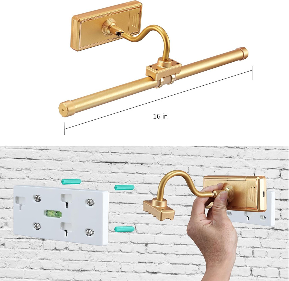 Wireless Picture Light, Remote Control Picture Light with Dimmable, 16" Timer Pr