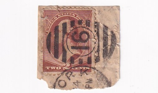 1883 STAMP US SCOTT 210 "Washington" 2 CENT USED FANCY CANCEL ON PAPER - N