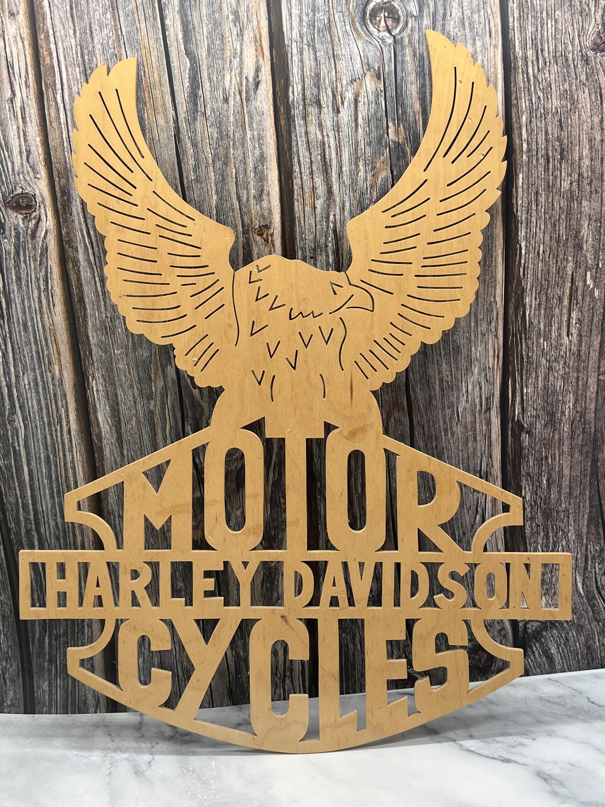 Harley-Davidson Motor Cycles Eagle Logo Wood Wall Art Sign Plaque Garage Decor